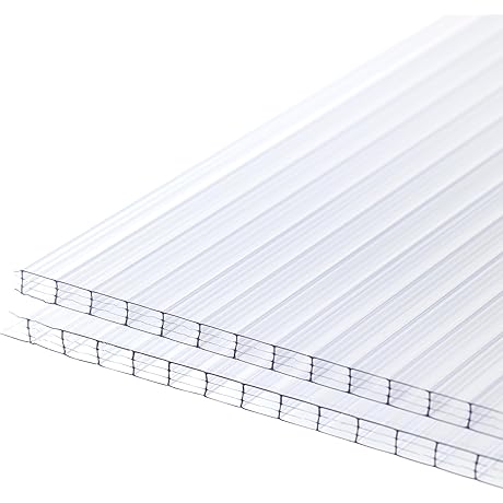 BPS 6Pcs 24''(W) x 48''(L) x 0.32'' Polycarbonate Greenhouse Panels: Durable and UV-Protected Gardening Essential
