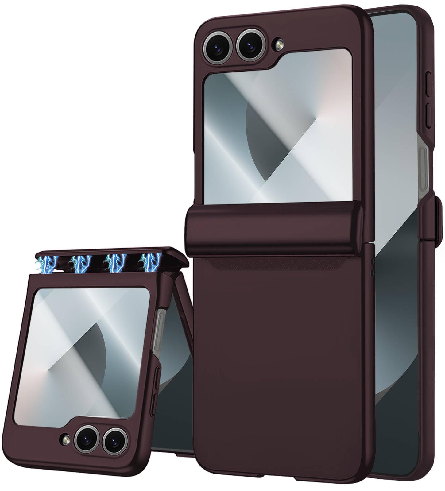 for Samsung Galaxy Z Flip 6 Case, Hinge Protection, Built-in Screen Protector, Wireless Charging, Shockproof, Slim Rugged Phone Protective Case for Galaxy Z Flip 6 Wine