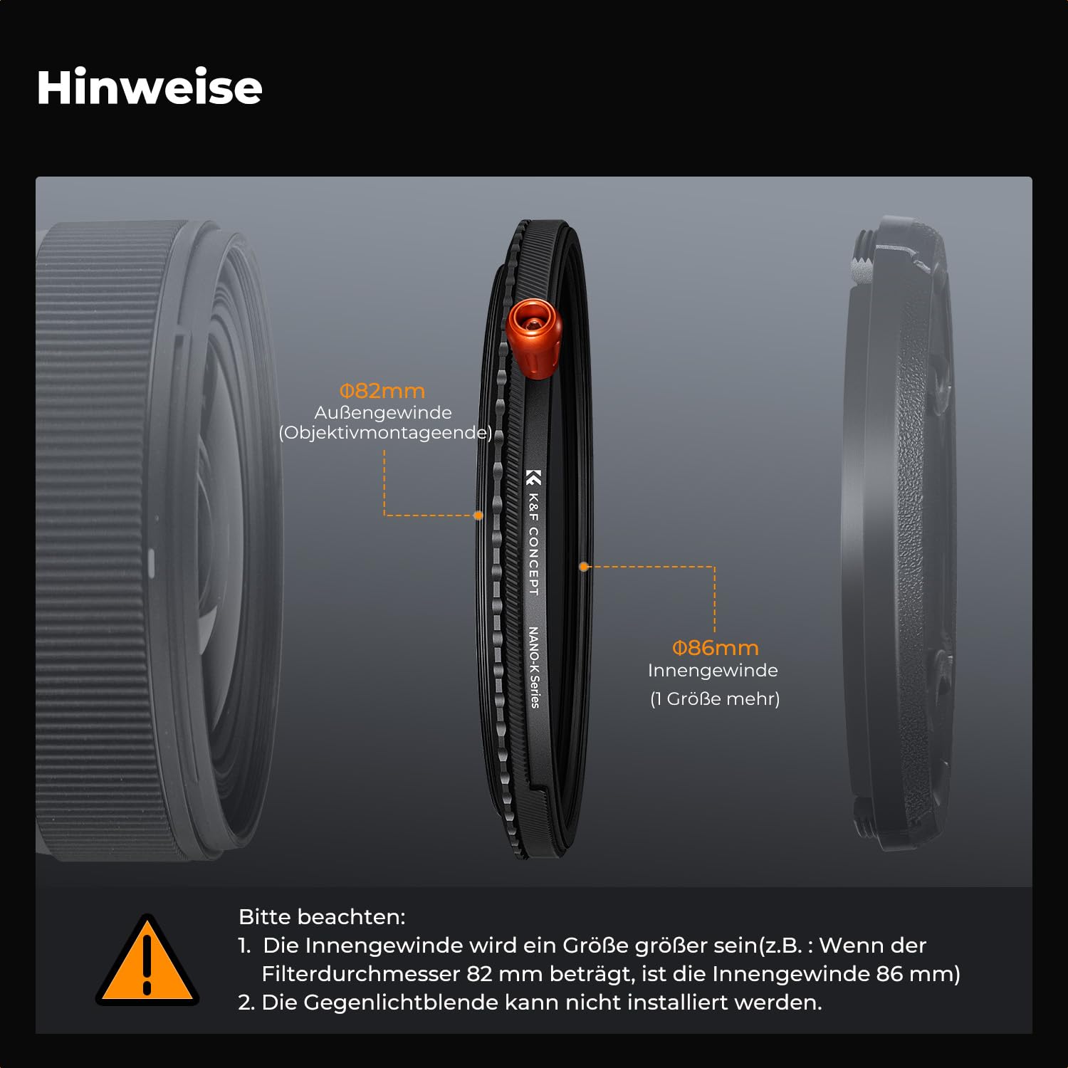 K&F CONCEPT 82mm Variabler ND2-32 (1-5 Blendenstufen)&Polfilter(CPL Filter)& Black Mist 1/4 Filter, 3 IN 1 Multi-Funktionen HD Bild mit Multi Beschichtungen für Videos & Porträts（Nano Xcel）