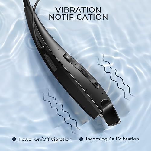 Miniatura 4 de Auriculares Bluetooth con banda para el cuello, Auriculares alrededor del cuello 24H+ tiempo de reproducción, auriculares Bluetooth con vibración de