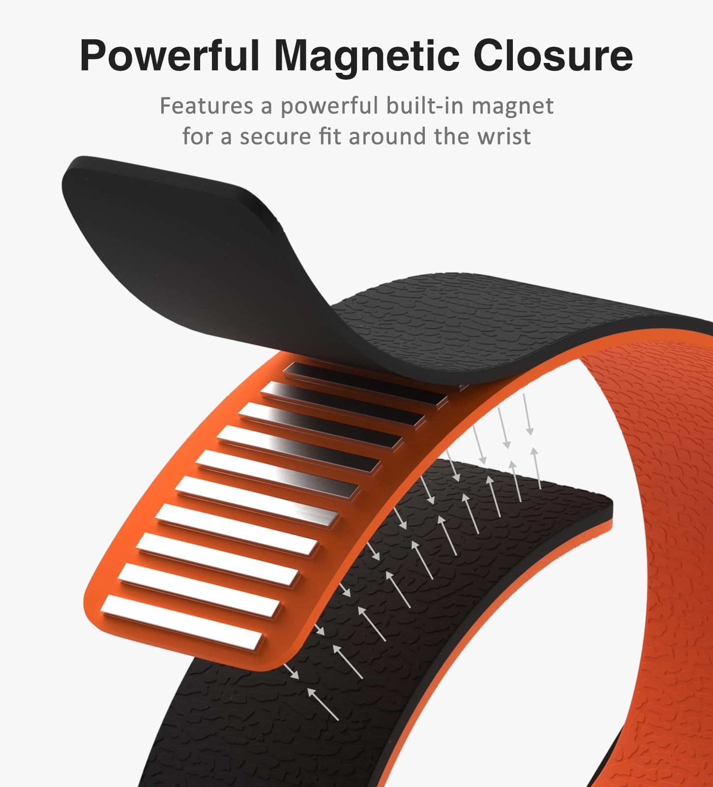 Nereides Compatible with Apple Watch Straps 42mm 41mm 40mm 38mm, Soft Magnetic Silicone Replacement Band for iWatch Series 11 10 9 8 7 6 5 4 SE SE2 SE3 3 2 1 (Black+Orange) — view 4