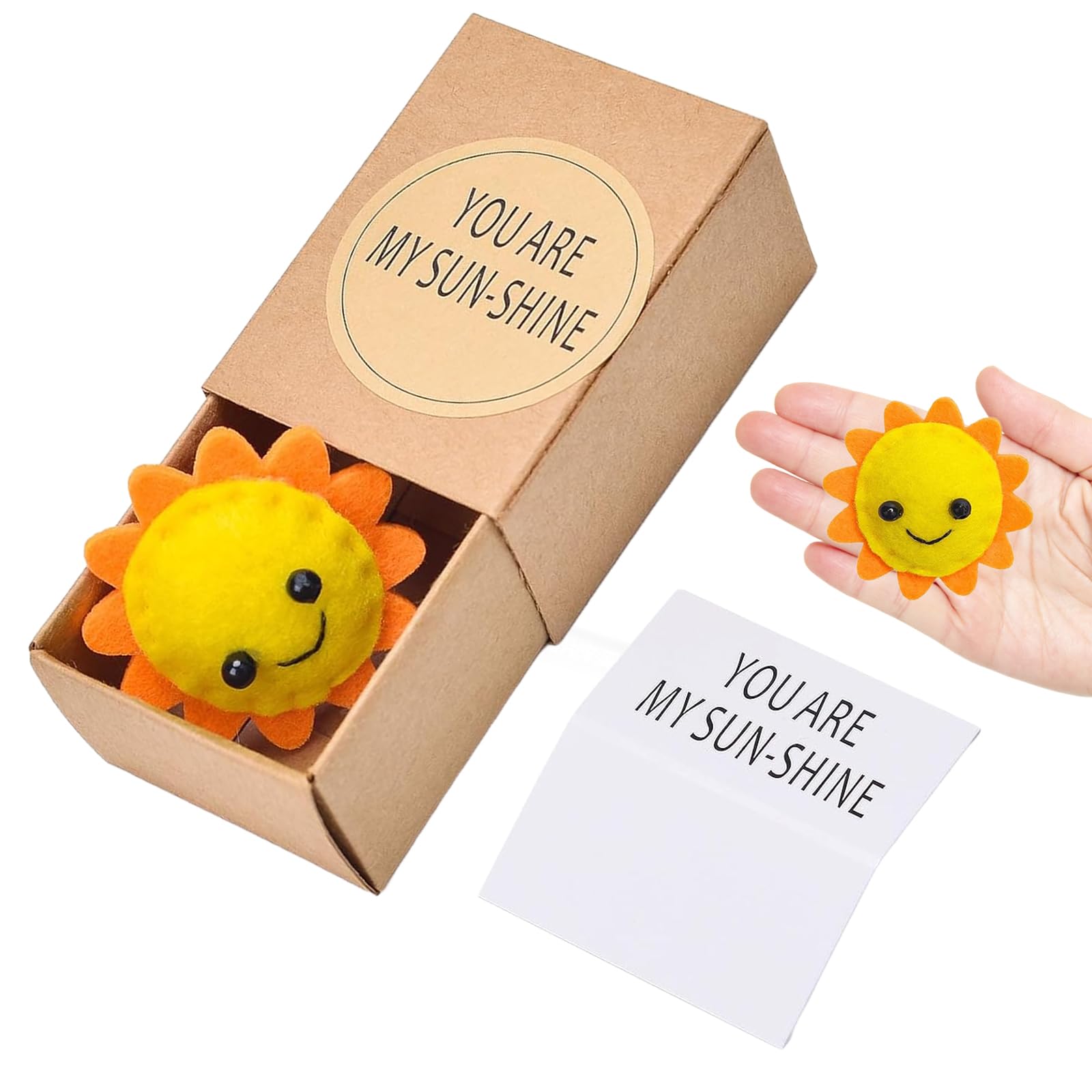 Babbblisio 1Pcs Positive sunflower gifts,Sunflower Pocket Hug Funny, Sunflower with Positive Card Gifts for you are my sunshine Women Men,Girlfriend Boyfriend Little Small Gift sunshine