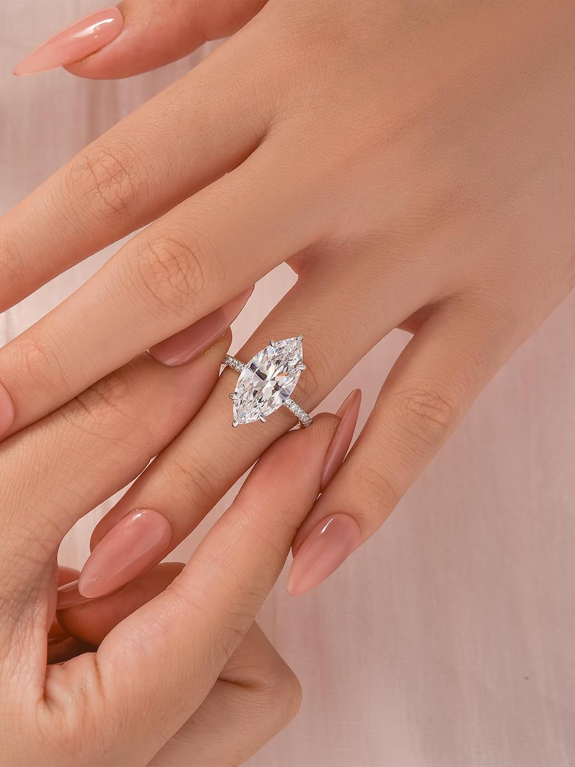 5.5CT Marquise Cut Engagement Ring for Women, Elegant S925 Silver 5A Cubic Zirconia Bridal Wedding Promise Ring - Image 2