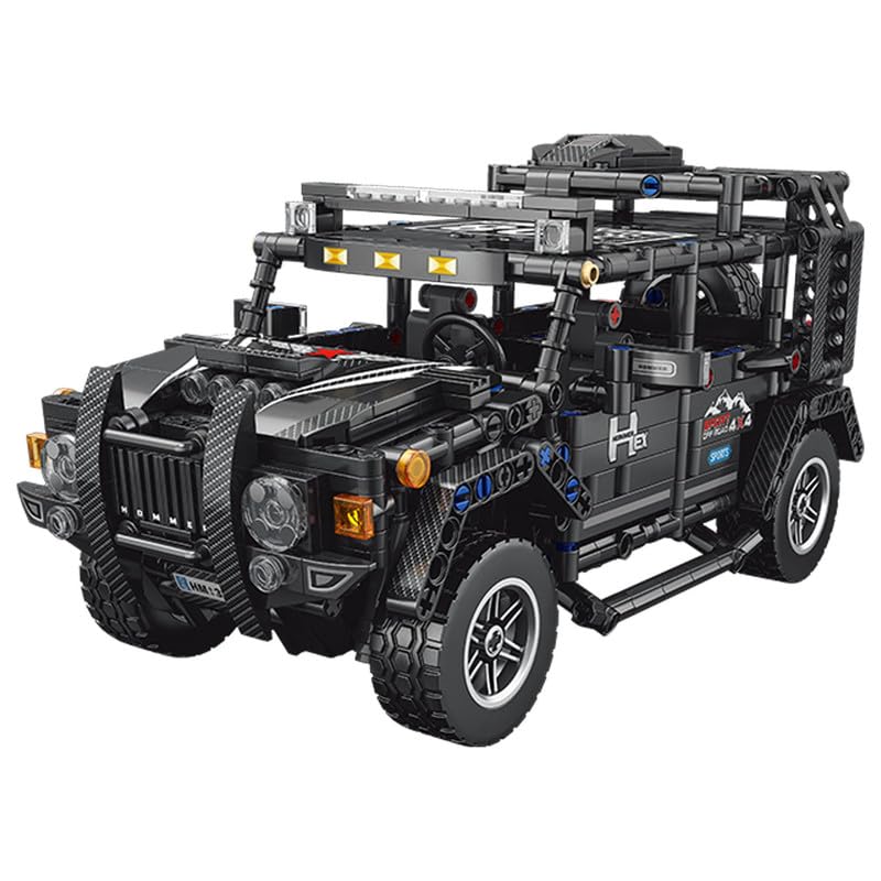 Image of 1:14 DIY Blocks Pull-Back Car - Jeep | Buildable Construction Toy Car Kit | Friction-Powered Remote-Free Racing Vehicle for Kids | Educational STEM Toy for Boys & Girls