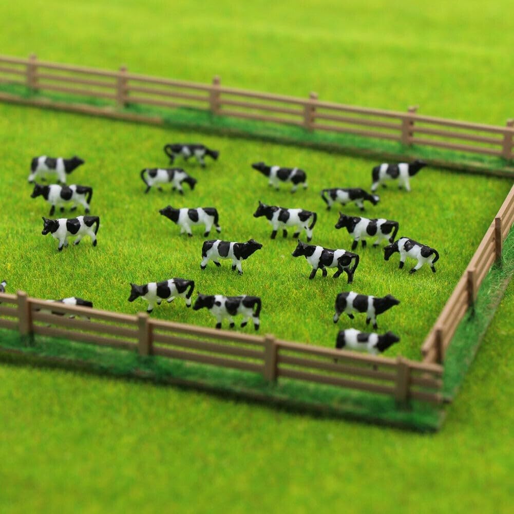 Lot de 60 figurines de vache à l'échelle N, idéales pour les modèles réduits de chemin de fer et le design, fabriquées en plastique