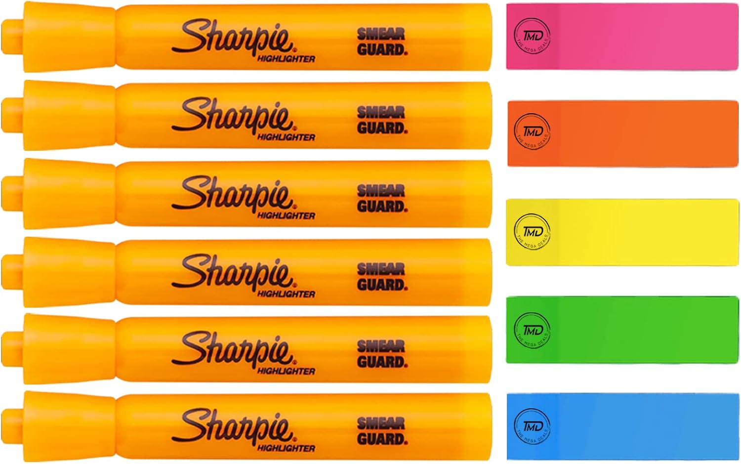 The Mega Deals Orange Highlighters, Pack of 6, Wide Chisel Tip Markers, Bulk Pack