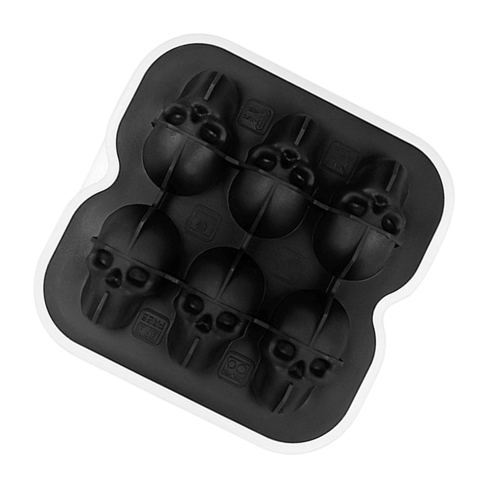 FGDTREE Silicone 3D Skull Ice Block Tray 4/6 Cavity Ice Maker Mold for Halloween Cream Chocolate Baking Silicone Skull Freezing Block Tray