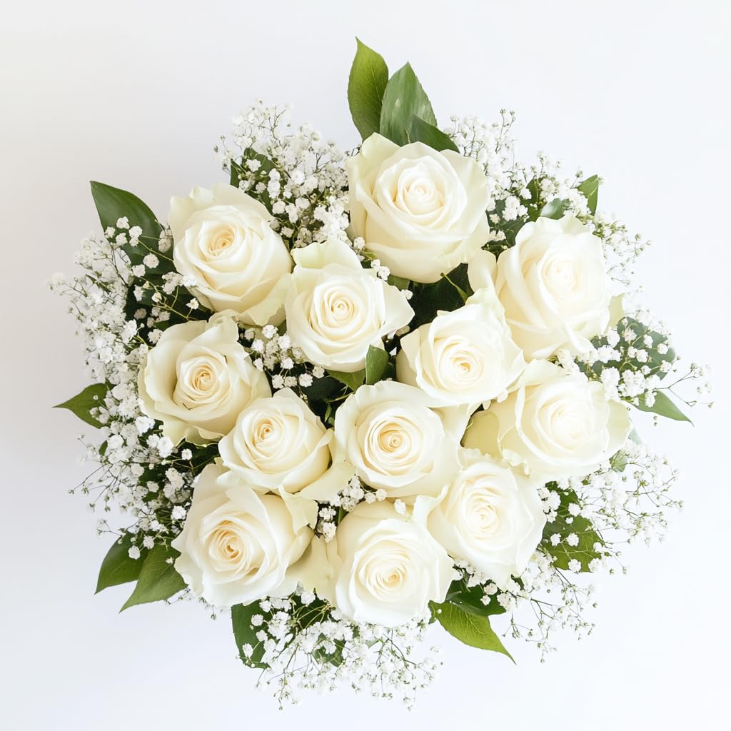 GlobalRose 24 White Roses & Fillers