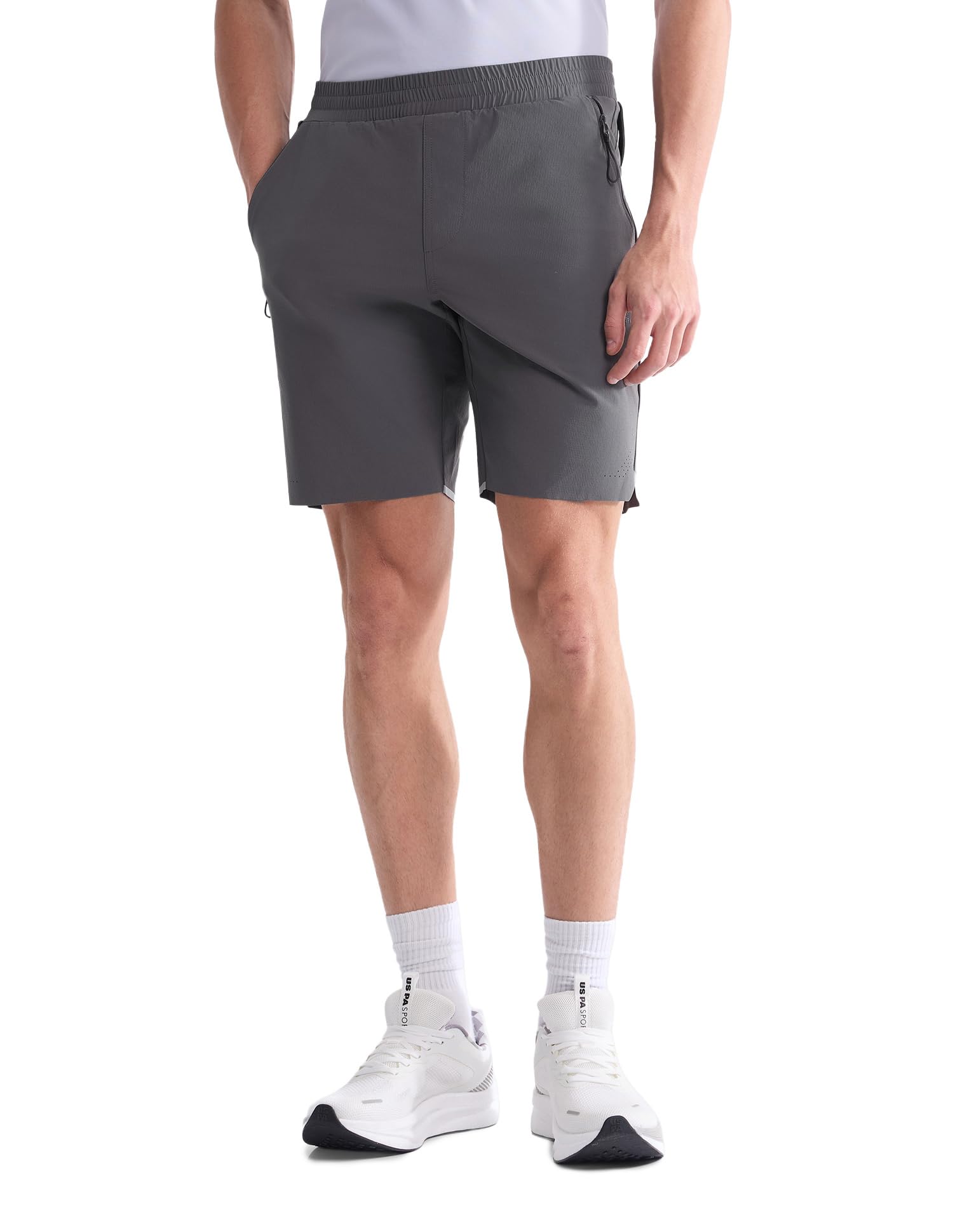 u.s. polo assn. USPA Active Sports Men's Solid mid Rise Active Shorts-picture-35
