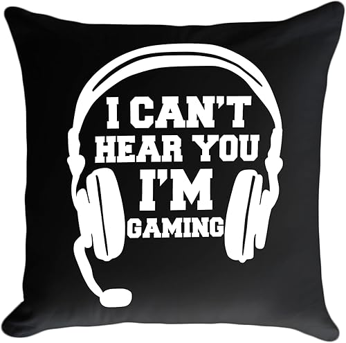 Divertida funda de almohada con diseño de videojuegos, con texto en inglés "I Can't Hear You I'm Gaming", regalos para adolescentes y niños,