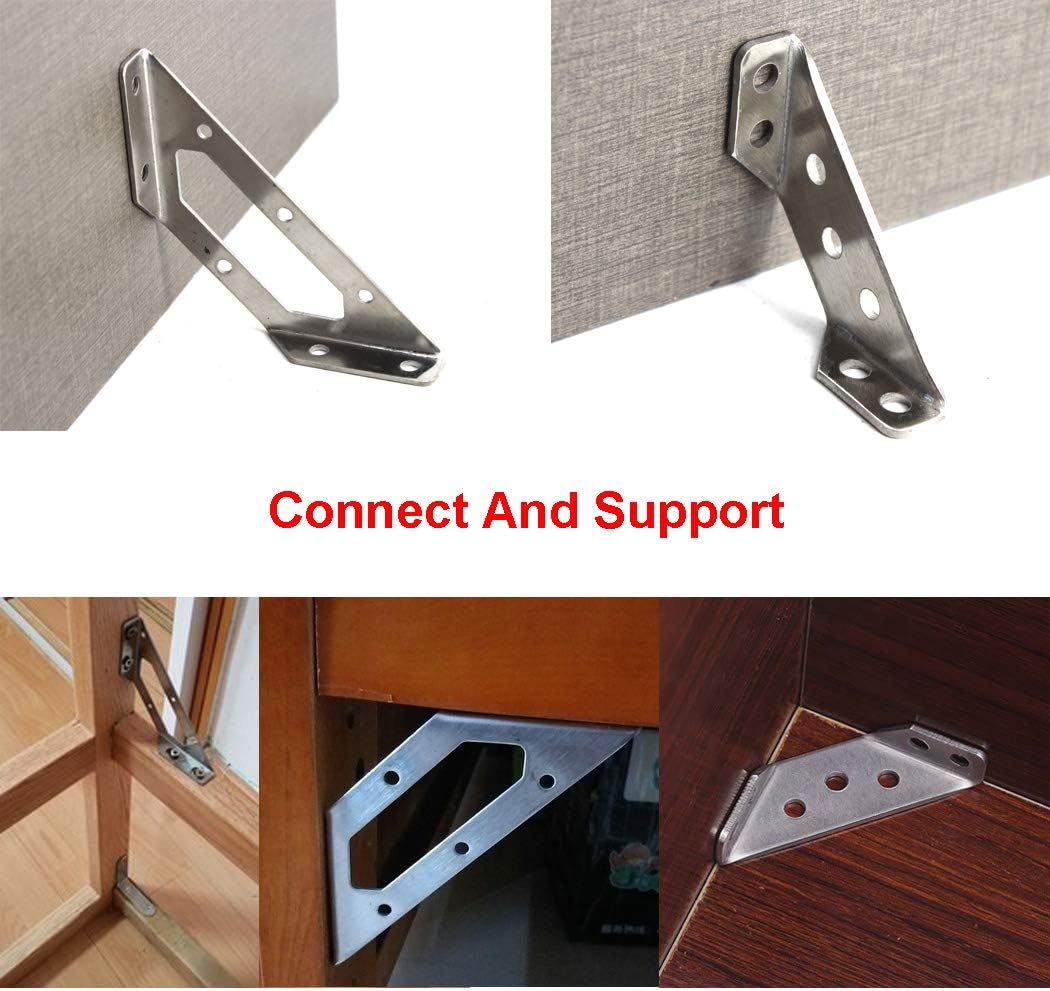 146x50mm Wall Mount Shelf Bracket Stainless Steel Corner Brace Angle Bracket Shelf Support (Pack of 4)