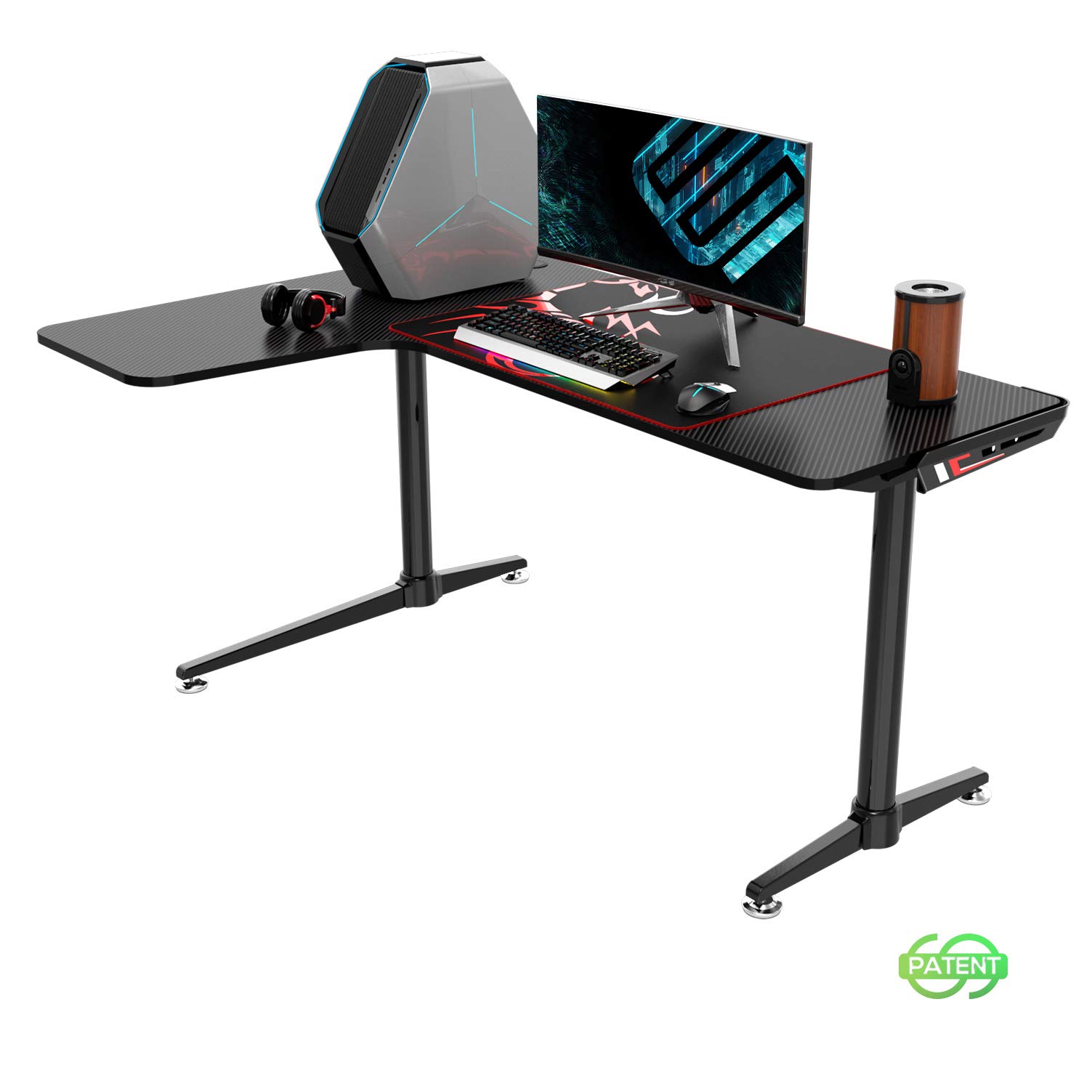 EUREKA ERGONOMIC L60 Gaming Desk 60" X 43" L Shaped Large Computer Workstation PC Gamer Desk with Mouse Pad for Men Boyfriend Female Gift