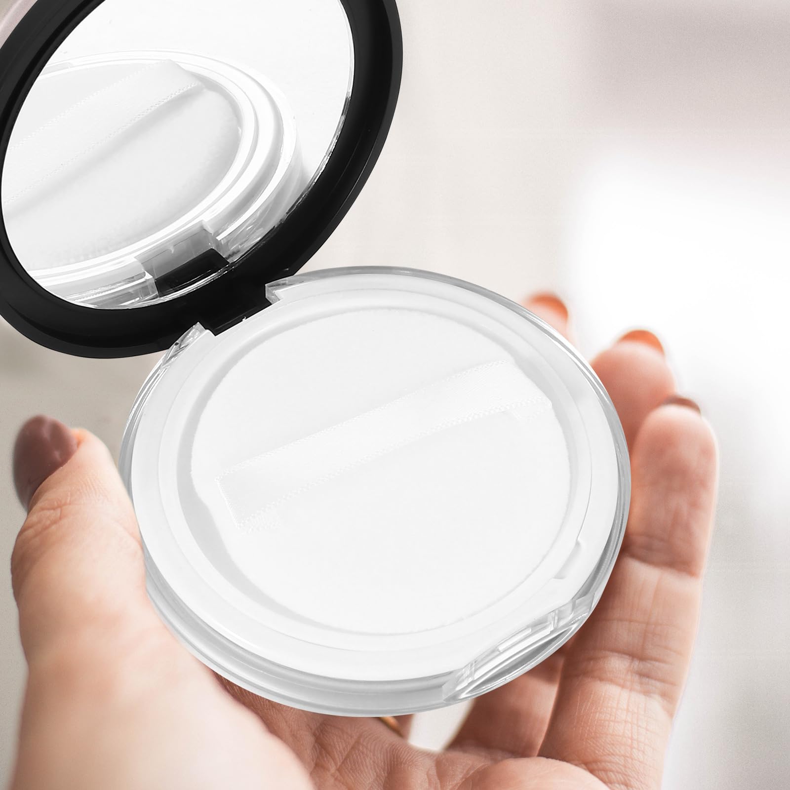 Lot de 2 boîtes à vides pour fond de teint, boîte à miroir fond de teint avec miroir, récipient à de voyage, noir