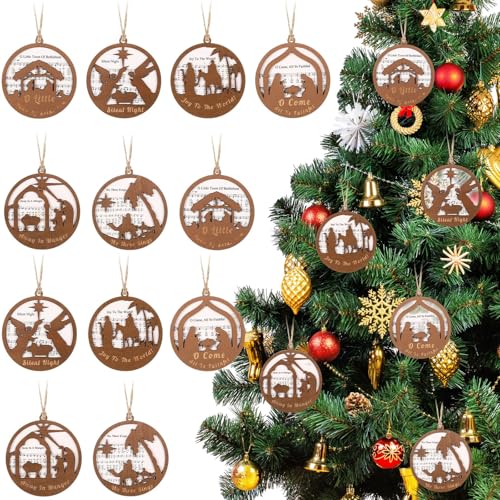 Remerry 12 Pcs Christmas Music Sheet Nativity Ornament Bulk Nativity