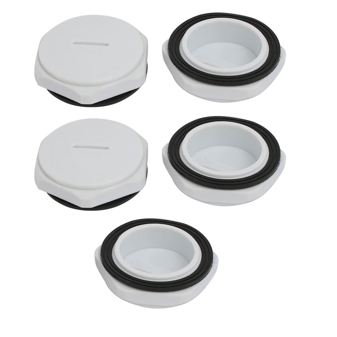 Aexit PG29 Nylon Transmission Male Threaded Cable Gland Screw End Cap Cover Gray 5pcs