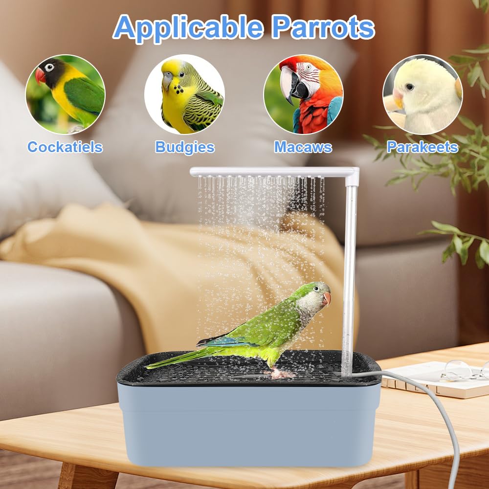 LUFEIS Bird Bath, Automatic Water Circulation with Multiple Water Outlets, Parrot Shower Bath - Image 4