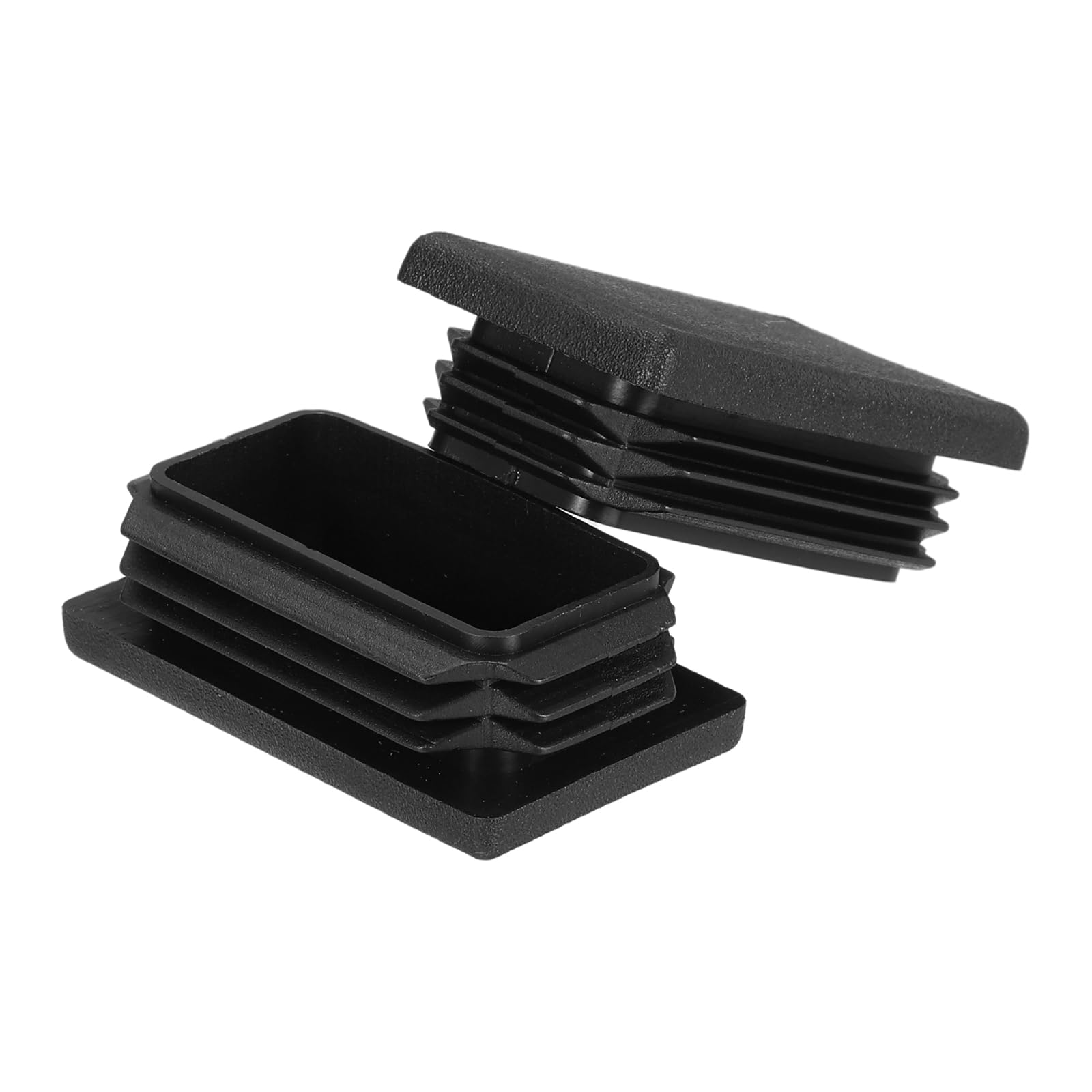 sourcing map 4 Pcs Plastic Hole Plugs, 1.97"x1.18"(50x30mm) Rectangular Ribbed Tubing End Caps Fit 1-3mm Tube Thick, Furniture Leg Inserts for Metal Tubing Chair Table Legs