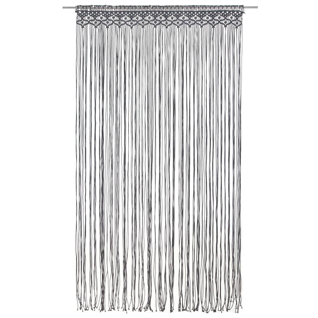 Générique Rideau Macramé Anthracite 140x240 cm Coton | 80% Coton 20% Polyester, Lavable à Basse Température, Coupe Facile, pour Tringle