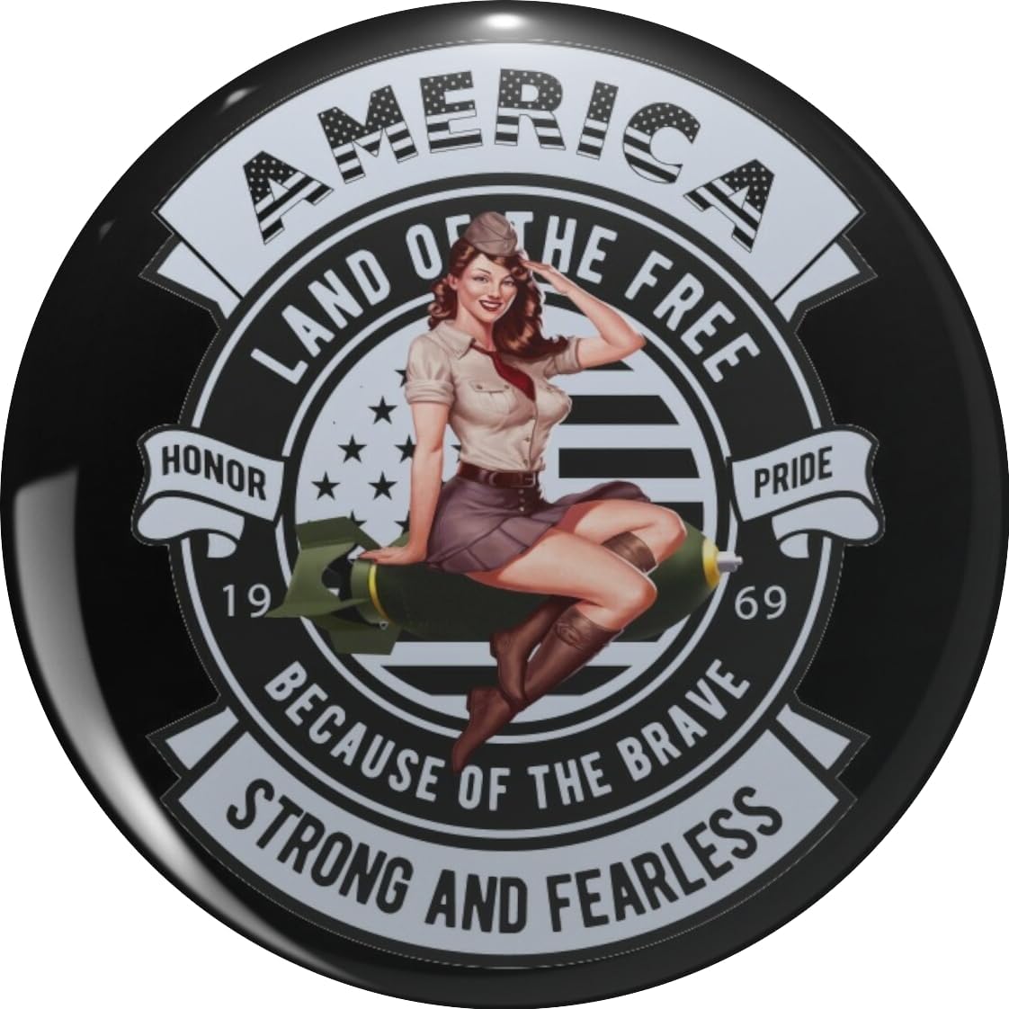 America Bomber Pin Up Girl Metal Lapel Hat Pin Tie Tack Pinback 0.75"