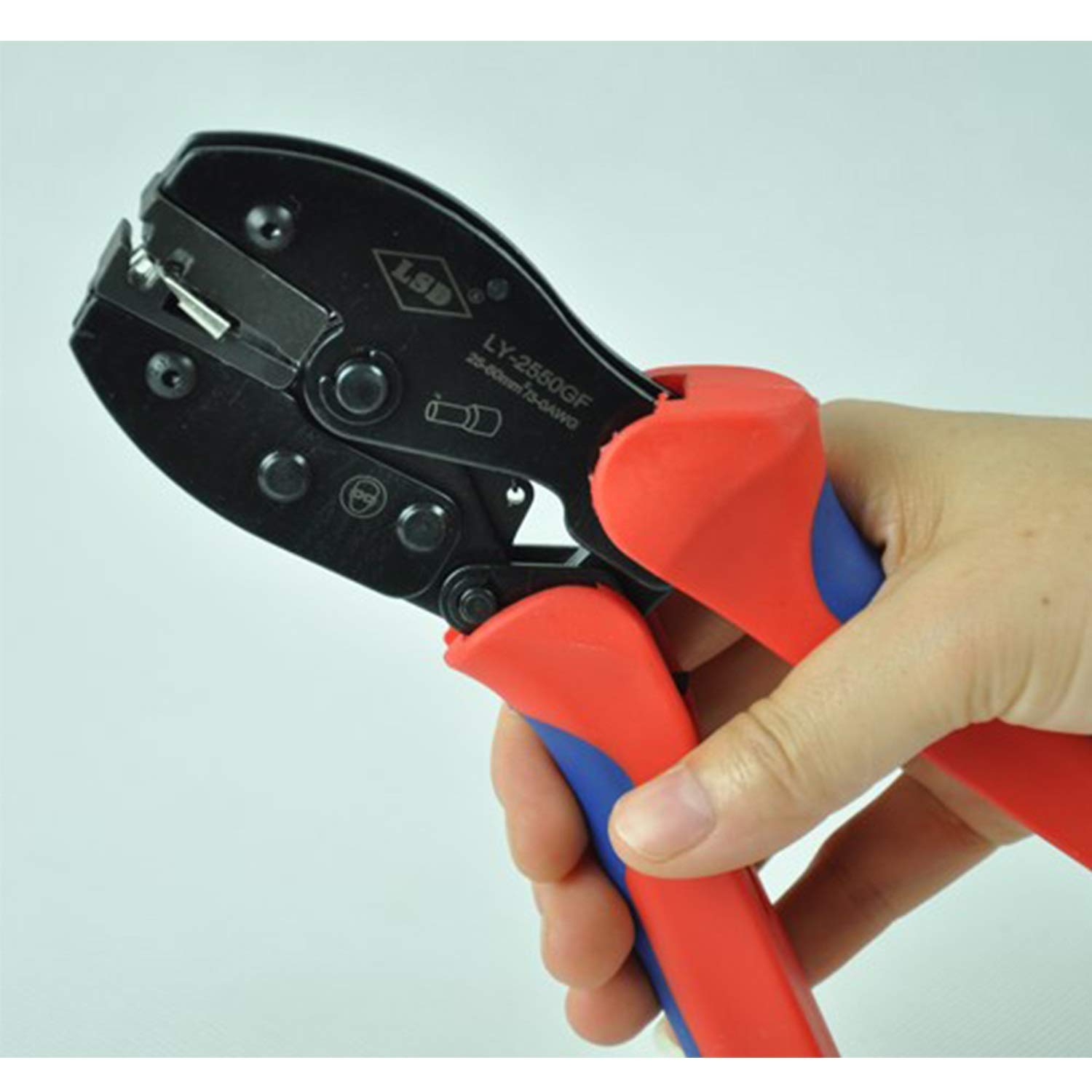 Pinza a crimpare per cavi Pinza a crimpare per capicorda per connettori da 6,8 mm², pinza a crimpare per cavi e pinze per crimpatura terminali non isolate, crimpatrice per terminali