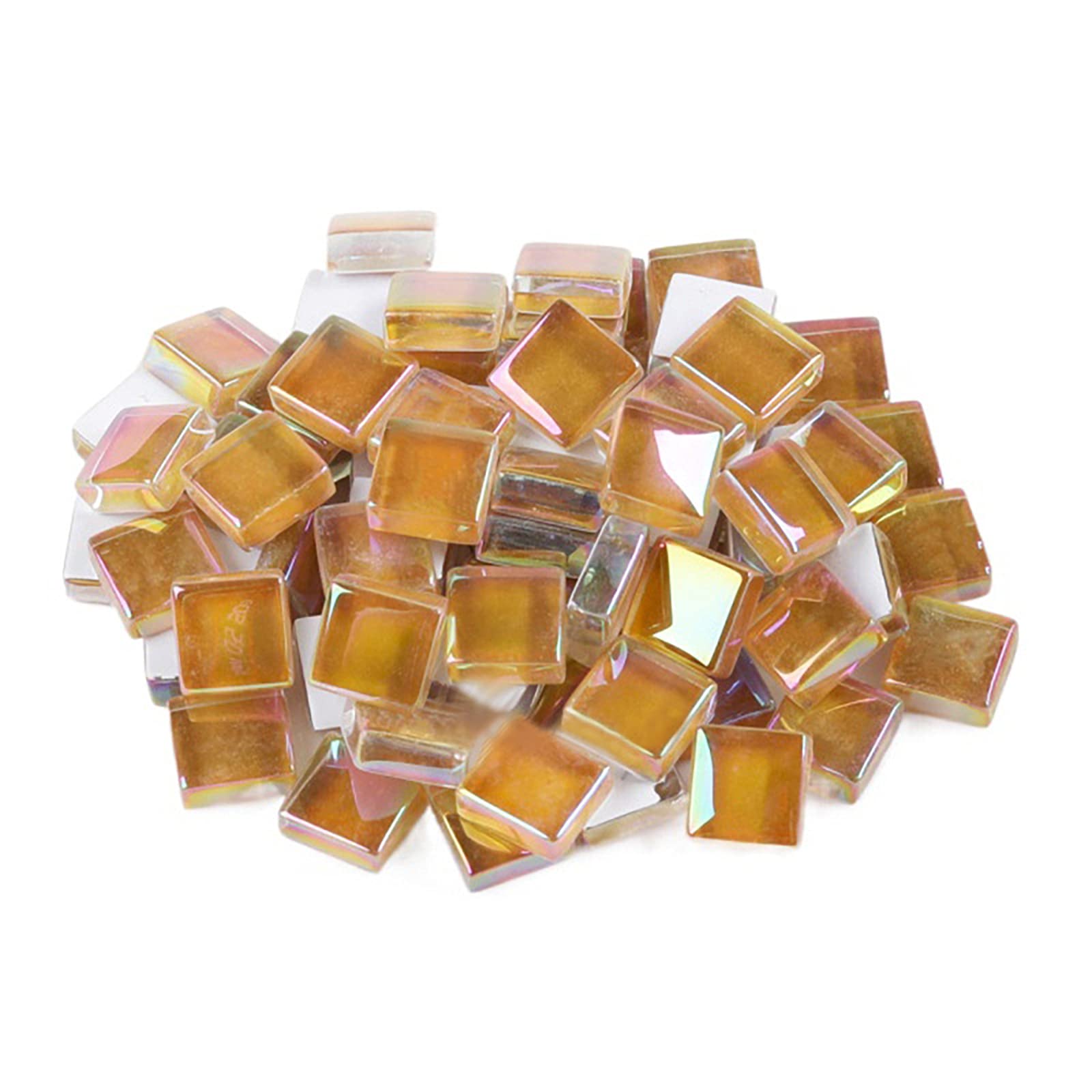 YOUGE 200 Pieces Square 0.4x0.4 inch Glass Mosaic Tiles Iridescent Crystal Glass Mosaic for Crafts, Colorful Stained Glass Pieces for Mosaic Projects