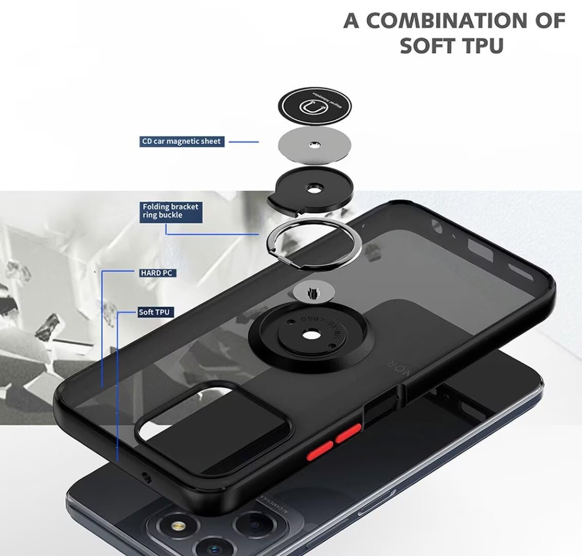 JIAFEI Custodia Honor X8 Con Anello Magnetico 360° – Silicone Antiurto Traslucido, Zaffiro - 2