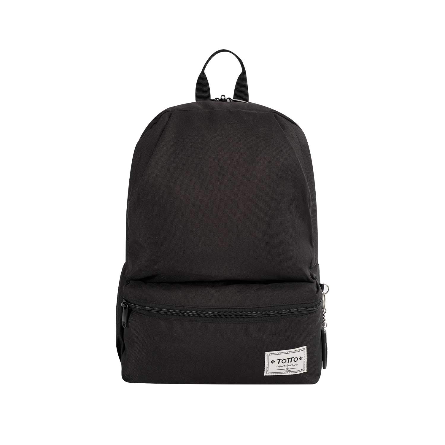 TOTTO Mochila Juvenil, Modelo Dinamicon, Mochila para Ordenador Portátil 14 Pulgadas, 3 Compartimentos, Bolsillo para Botella, Argollas para Candado en Cremallera, Color Negro