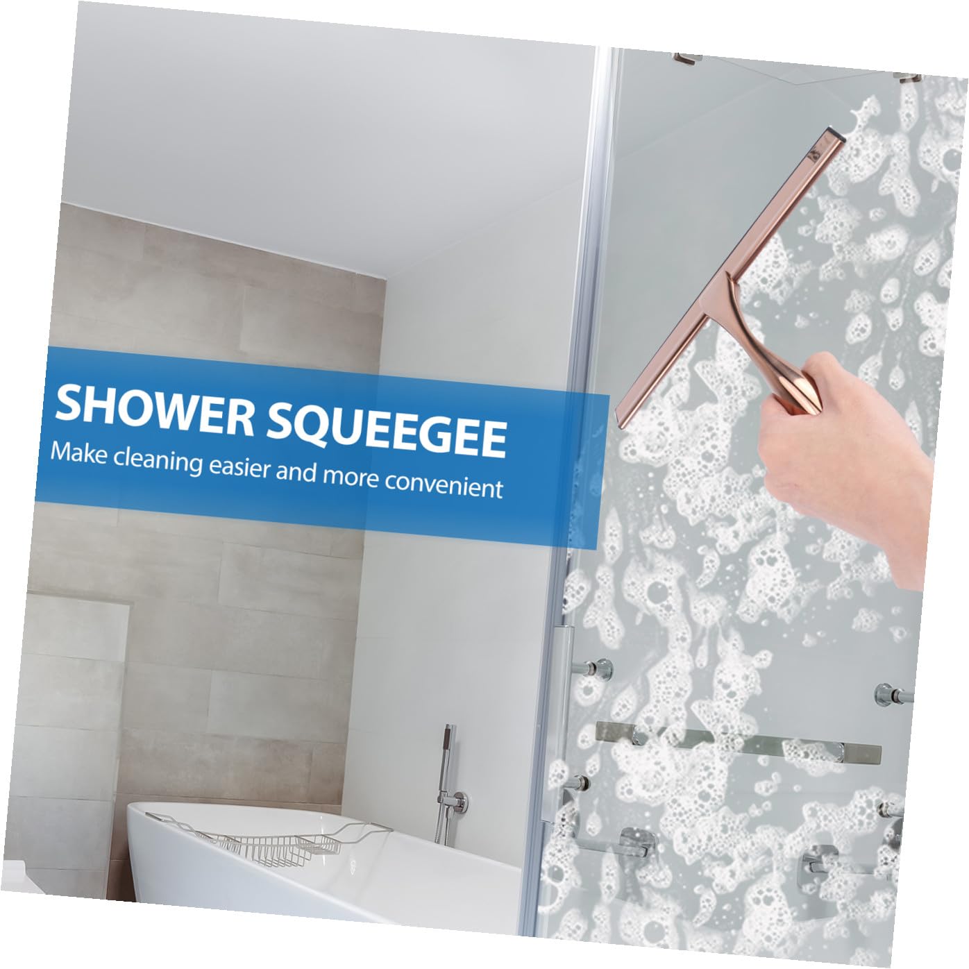 FOMIYES Limpiacristales Metálico Multiusos Mango de Silicona de Ventanas para Baño Ducha y Automóvil Herramienta de Limpieza Resistente Hogar