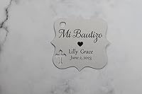 Vista 21 de Mi Bautizo - Etiquetas pequeñas personalizadas con cruz (juego de 20) (blanco)