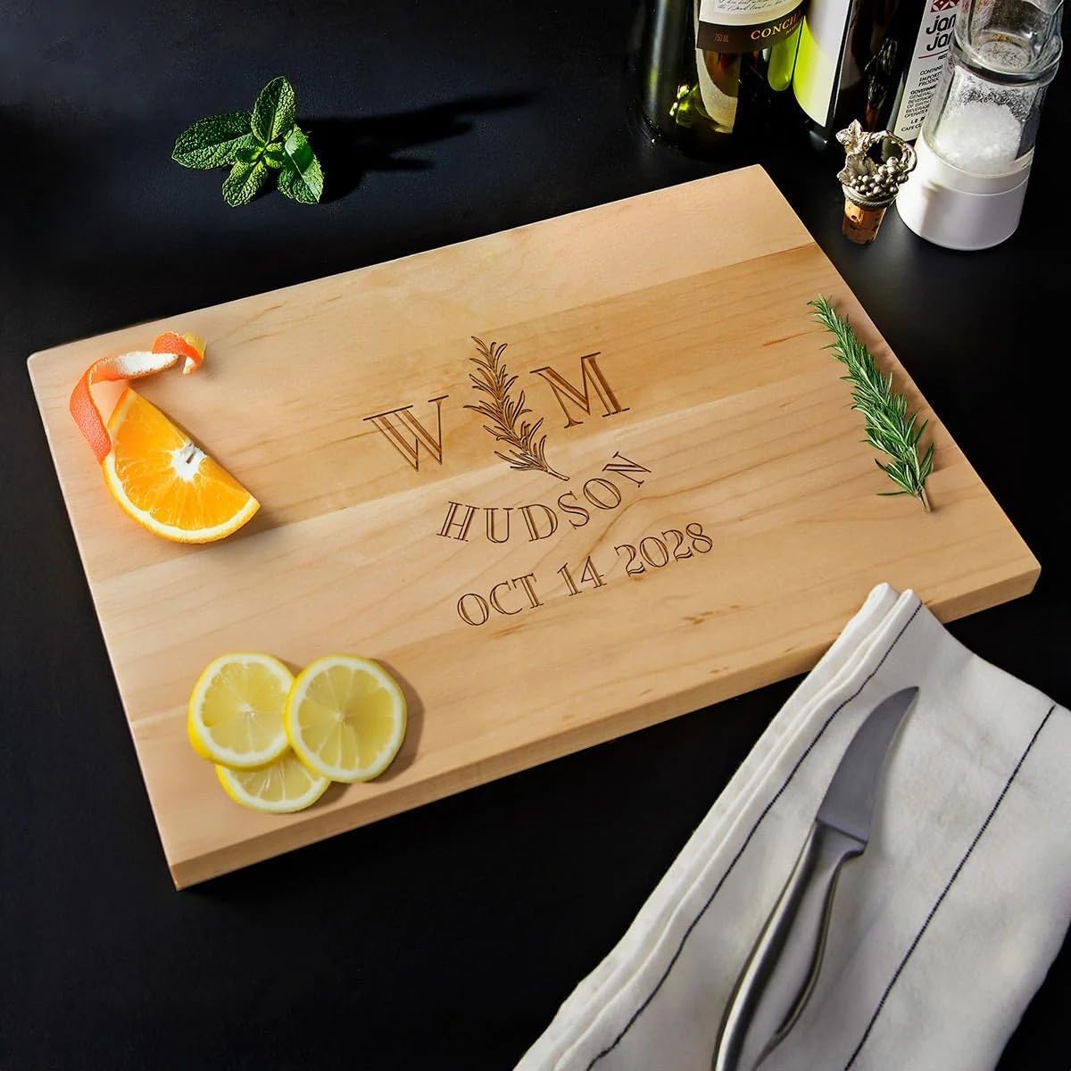 Personalized Walnut Charcuterie Board | Custom 12" x 8" Modern Wooden Cheese Board | Perfect Housewarming + Wedding + Couples Gift Idea
