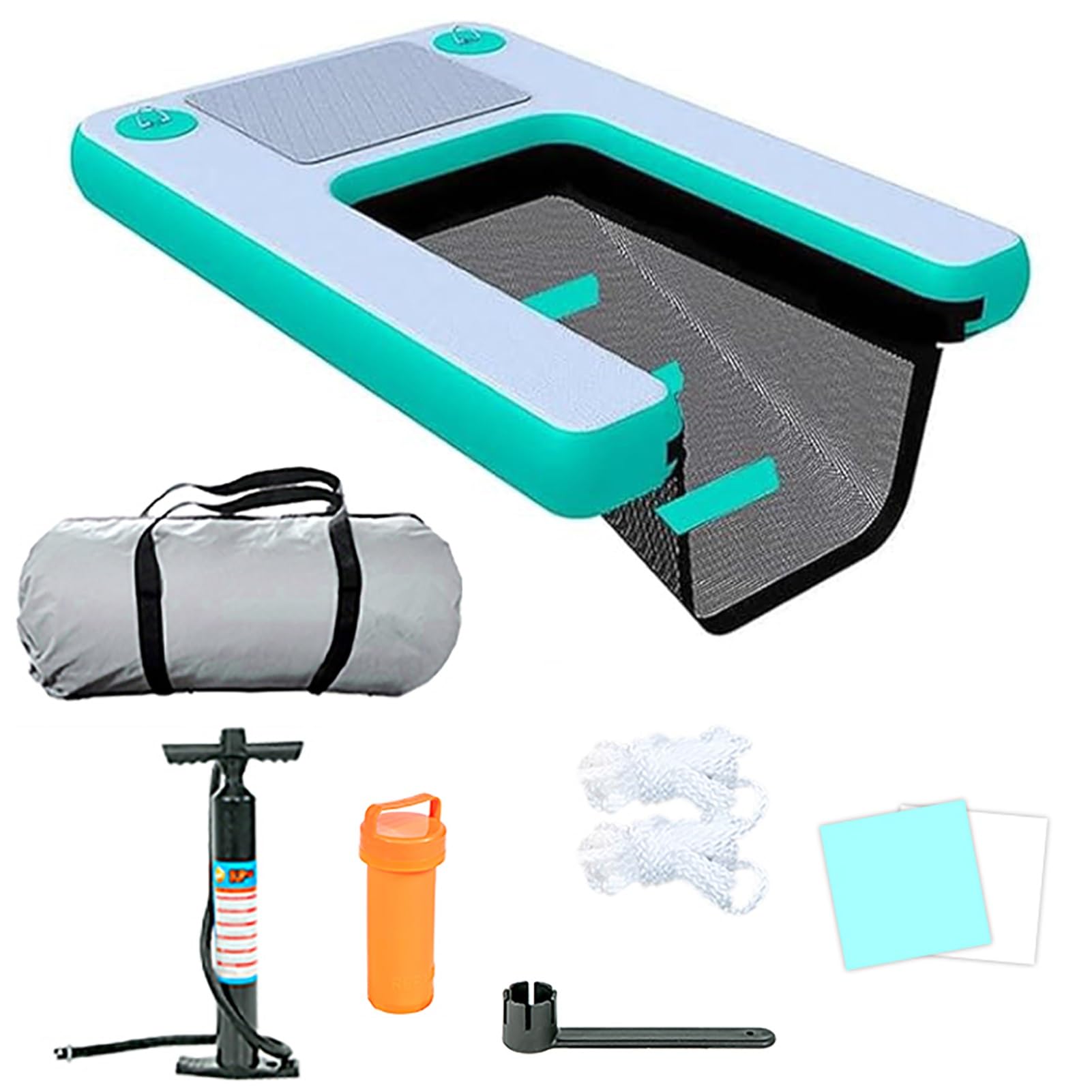 Rampa Piscina para Perros Rampa Flotante para Perros con Accesorios Inflables y de Mantenimiento, Escalera de Piscina para Perros Pequeños y Grandes, Plataforma para Embarcación y Muelle para Perros(L
