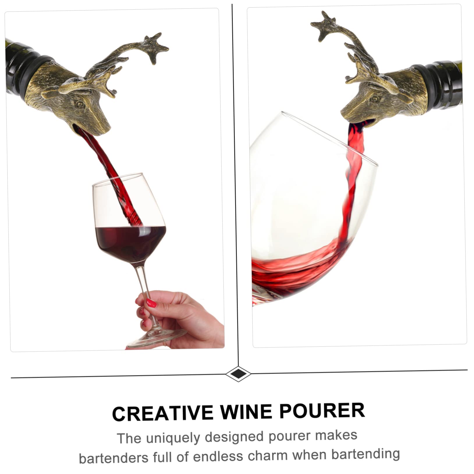 Levemolo 1pc Christmas Wine Pourer Beverage Bottle Stoppers for Bottles Wine Pourer Stopper Wine Pourers Cork Vinegar Chiller Yagarmister Cocktail Pourer Wine Aerator Red Zinc Alloy