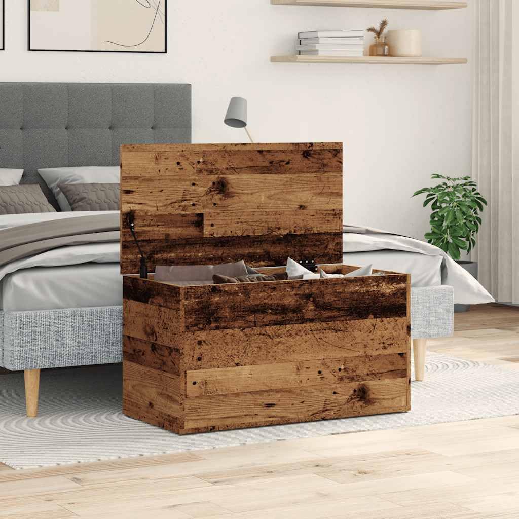 Spielzeugkiste mit Stauraum Deckel für Wohnzimmer Auflagenbox Kissenbox Kiste Couchtisch mit einem Stauraum Altholz-Optik 84x42x46 cm Holzwerkstoff