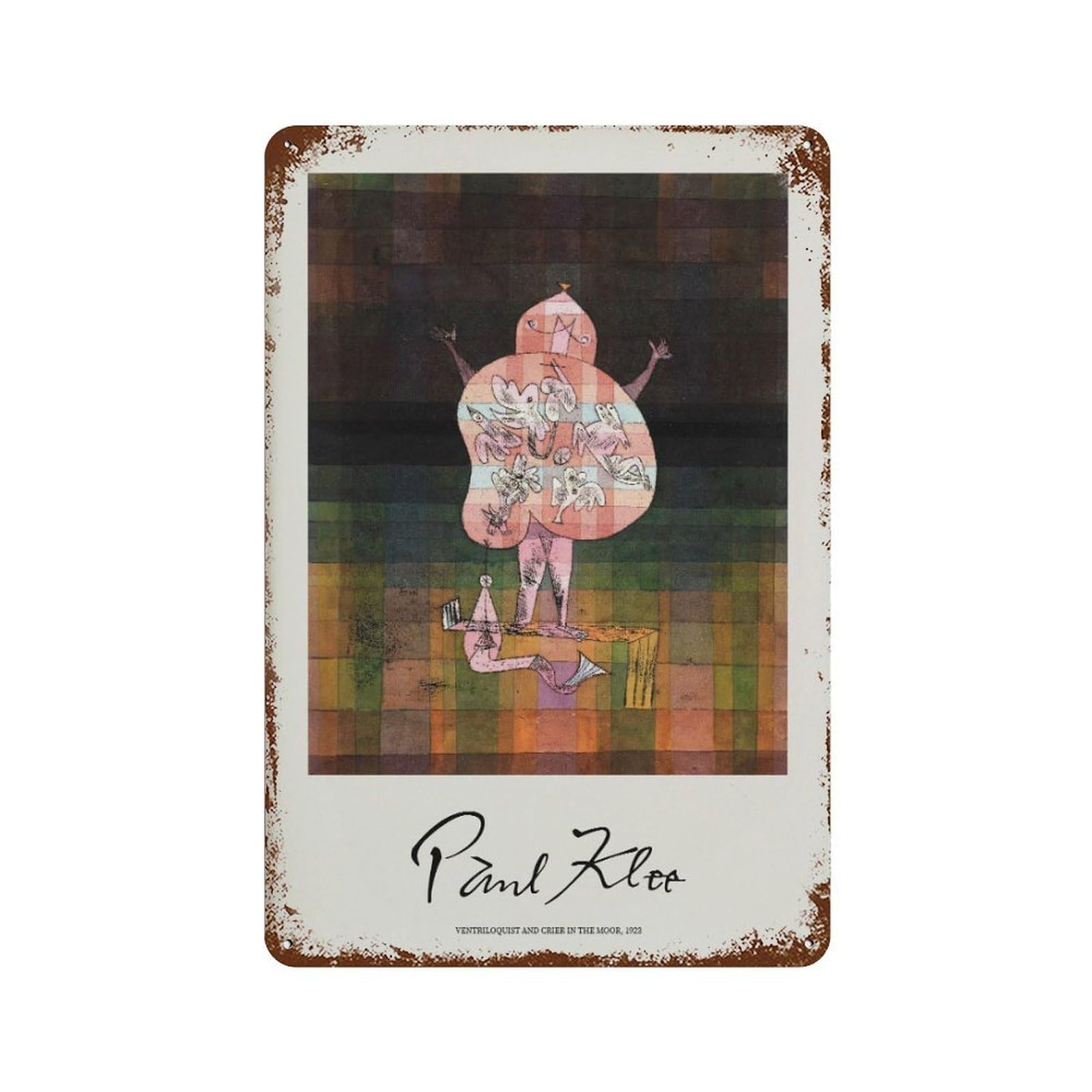 xiaoxiaoshen Paul Klee 'ventriloquist And Crier in The Moor' Wall Decor Art Metal Tin Poster Modern Home Decor Art Home Bar Shop Decorations Vintage Sign 30x20cm