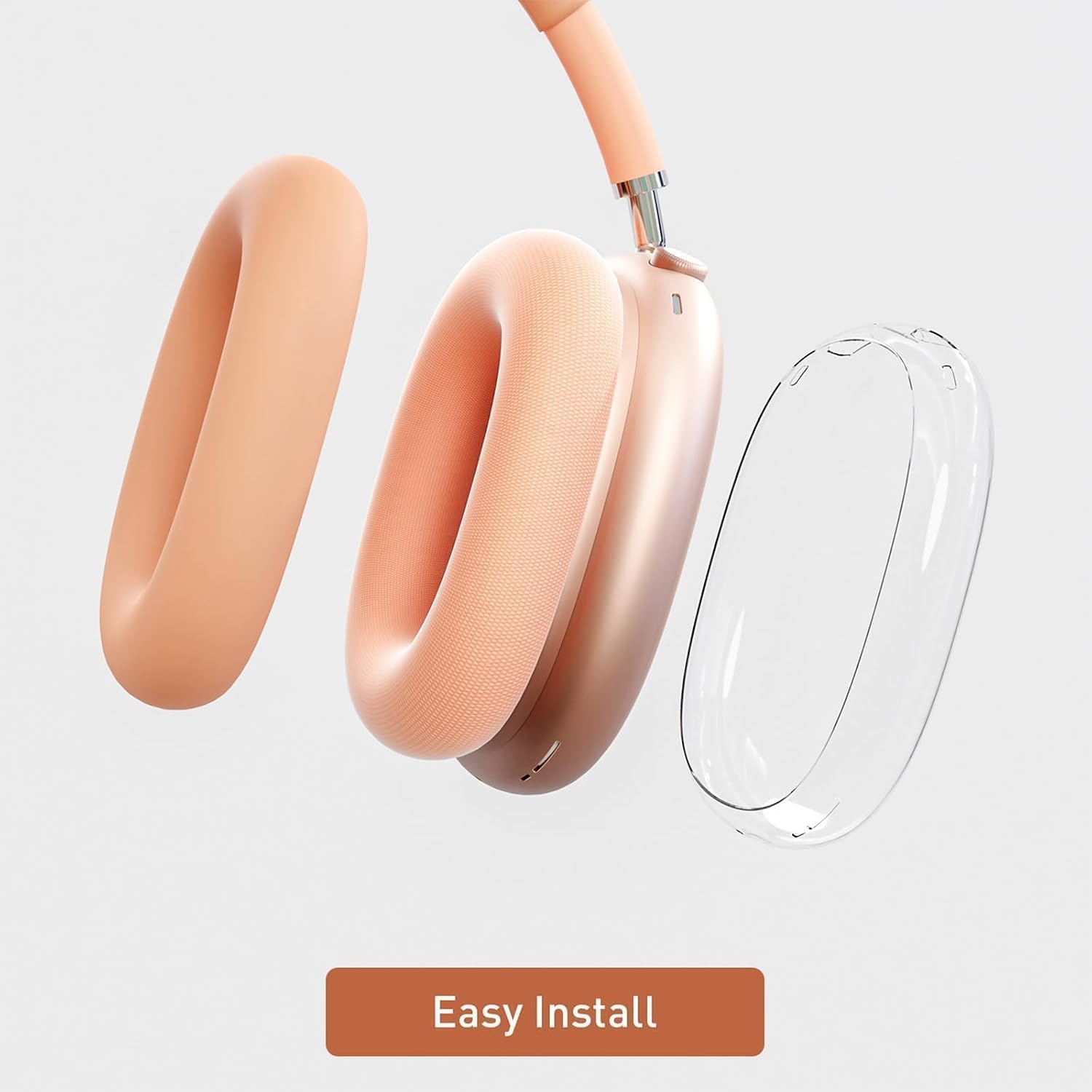 Silicone Case for AirPods Max 2/1 (2026/2024/2020),Clear Soft TPU Ear Cups Sheel, Ear Pad Cover,Headband Cover for AirPods Max,Transparent Accessories for Apple Headphone,Orange