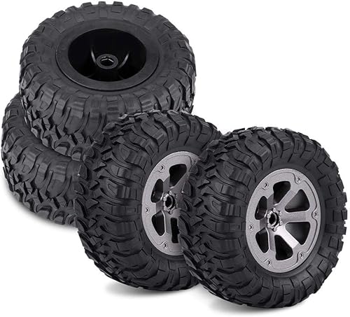 Dilwe Neumáticos de oruga a control remoto, 4 unidades de neumáticos de goma para automóvil todoterreno con control remoto, neumáticos de automóvil