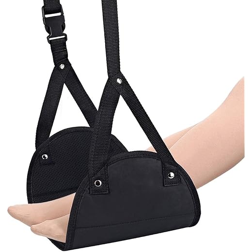 Foot Rest, Portable Adjustable Height Travel Footrest Flight Carry-on Foot Rest ,Home Office Desk Foot Hammock-Provides Relaxation and Comfort(1 Set)
