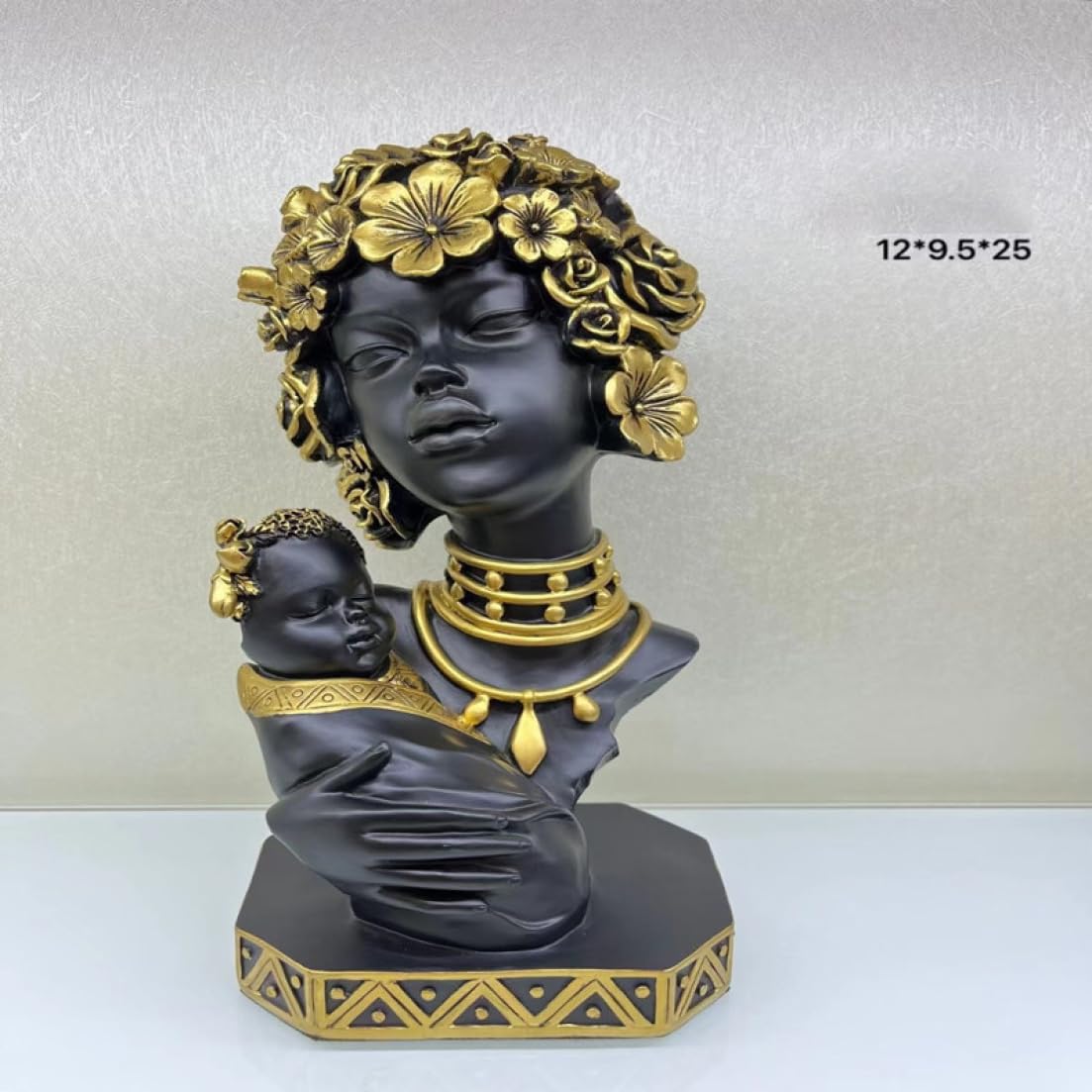 石彫刻/「アフリカ女性」像/頭像/高:約27cm彫刻/置物/オブジェ/美術品 扇い