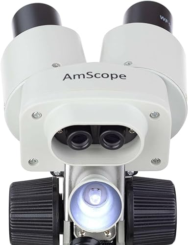 Miniatura 2 de AMSCOPE -KIDS SE100ZZ-LED - Microscopio estéreo binocular portátil, ocular WF10X y WF25x, aumento de 20X y 50X, 2X objetivo, fuente de luz LED,