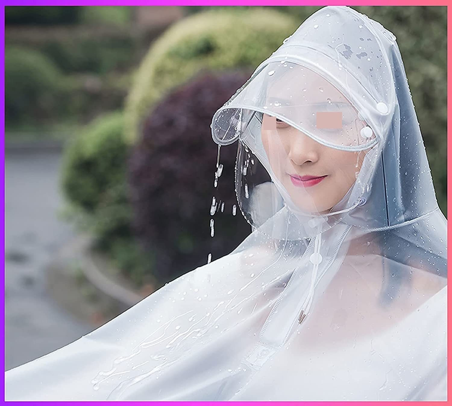 Poncho Transparent PVC Veste Capes Adulte Cyclisme Moto vélo Mobile Scooter Couverture avec Abat-Jour ，Imperméable pour Scooter(Frosted White,4XL)