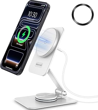 Compatible with MagSafe Charger, 15W MagSafe Charger Stand, 360Rotation Base Adjustable Foldable Wireless Charger for Samsung Galaxy S25 Ultra/Z Fold7/Flip7/iPhone 17/Pixel 10 Pro/Pixel 10 Pro Fold