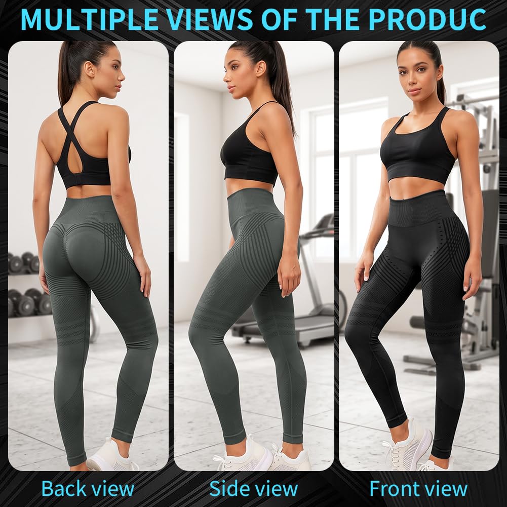 Aolso Legginsy kompresyjne 3D damskie, legginsy antycellulitowe 3D, trening, podnoszące pośladki, wysoka talia, kontrola brzucha, bezszwowe legginsy dla kobiet, do biegania, sportu, treningu, jogi
