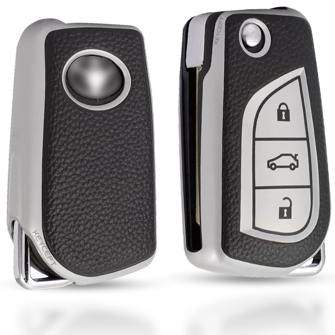 Keycept™ Leather Key Cover Compatible for Toyota Corolla, Altis/Innova