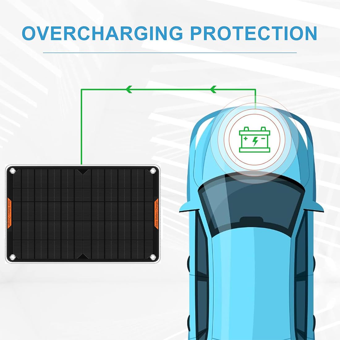 12 Volt 10 Watt Solar Car Battery Charger & Maintainer, Solar Panel Trickle Charger, with Alligator Clip& Cigarette Lighter PlugAdapter for Car, Boat, Automotive, Motorcycle, RV