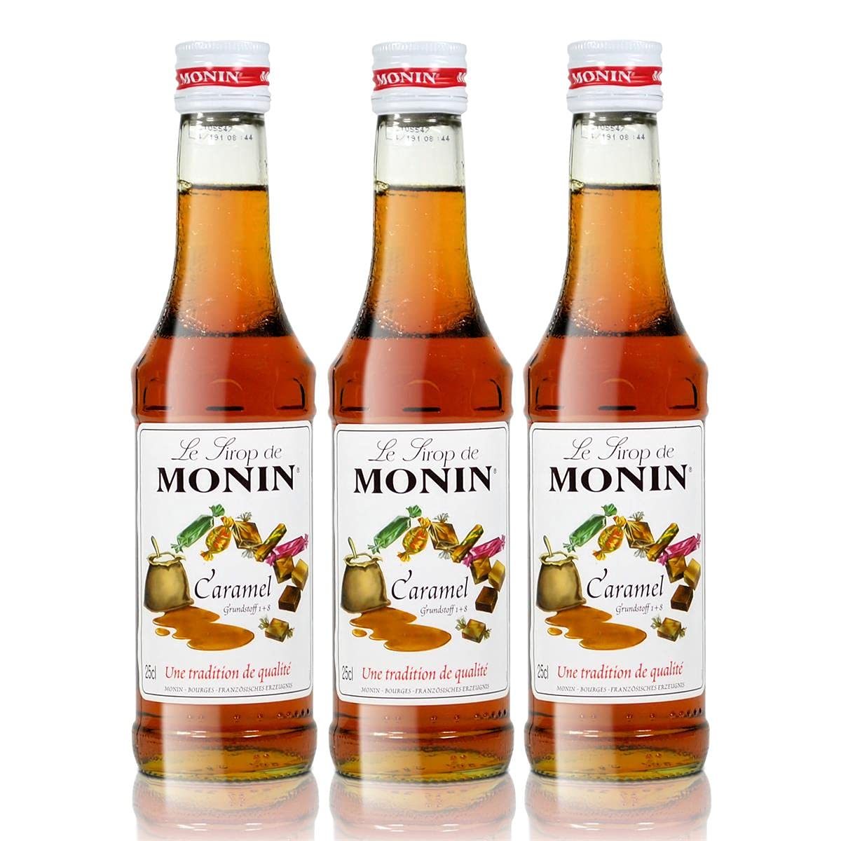 MONIN Sirop de Caramel par 3 pour Café, Cappuccino, Latte et Chocolat Chaud - Arômes Naturels - 25cl