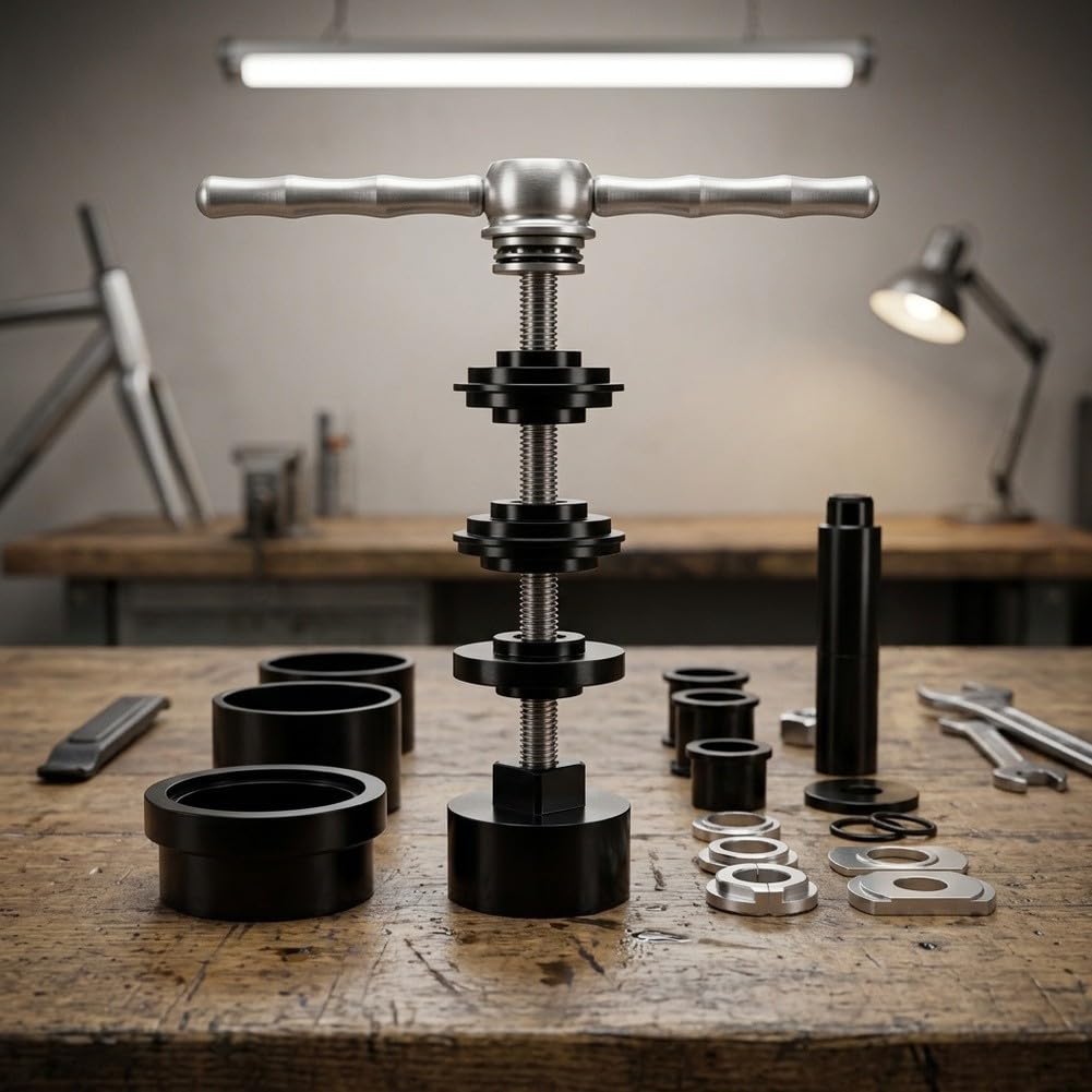 Attrezzi Pressa Cuscinetti Bici Lega Alluminio(A) | Lega alluminio, acciaio , compatibilità BB86/30/92/PF30, valigetta inclusa, uso professionale