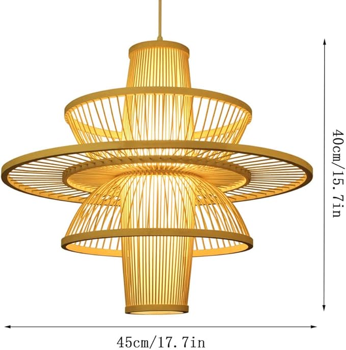 CHUNGYANG Handgeweven Hanglamp Bamboe Lampenkap Plafondlamp Retro Minimalistische Hangende Hanglampen Klassieke Natuurlijke Bamboe En Rotan Kroonluchter voor Keuken, Eetkamer, Slaapkamer, Theehuis photo 3