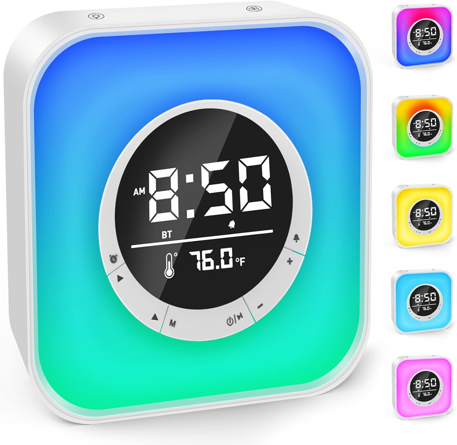 All in One Alarm Clock Bluetooth Speaker,Touch Control Night Light Bedside Lamp with MP3 Player, Support TF and SD Card,Gift for Girls Boys Teens Adult