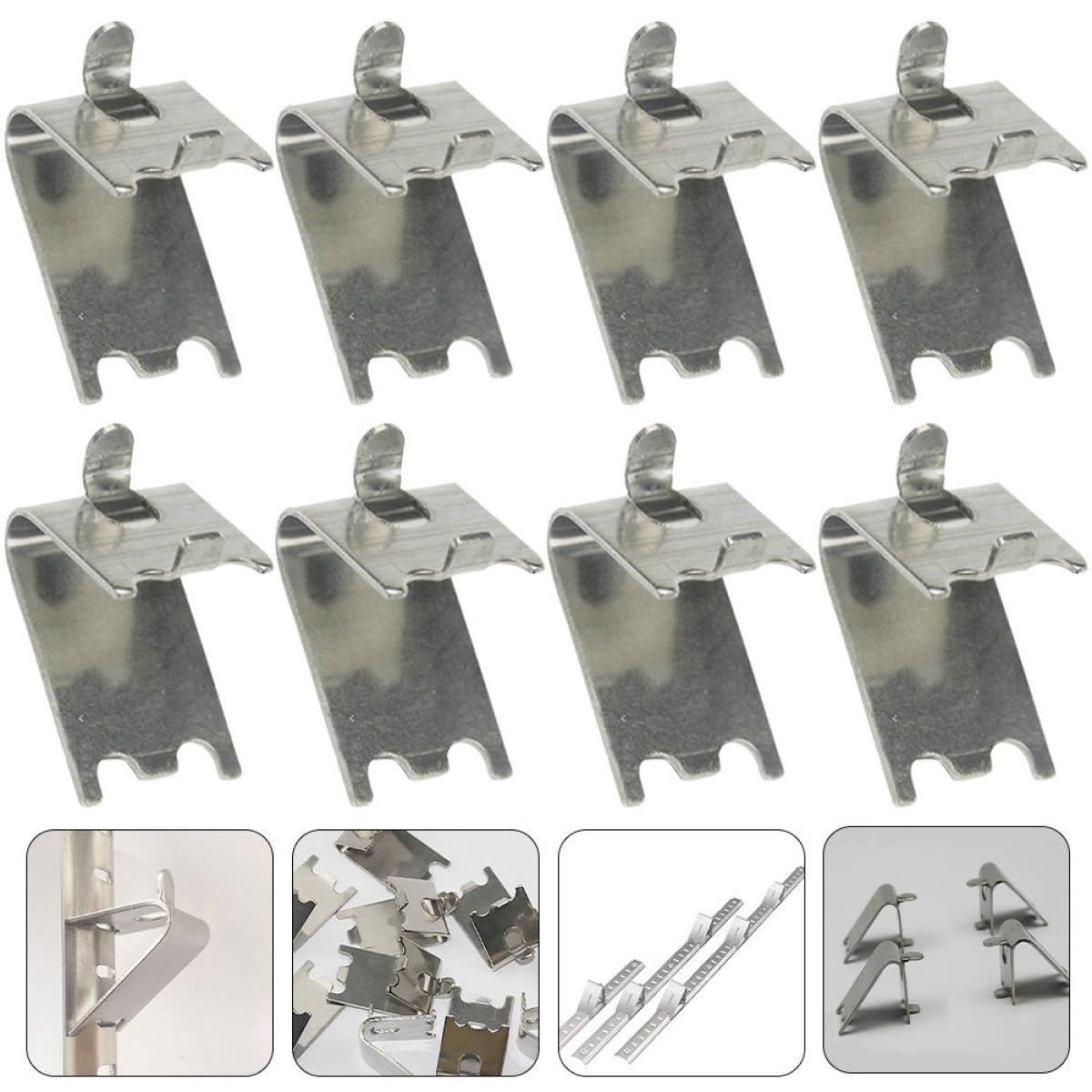 KeuLen Clips for Estante de refrigerador en Forma Z Acero Inoxidable, Soportes for congelador for estanterías Metal y Madera, Uso doméstico Cocina, 25 uds