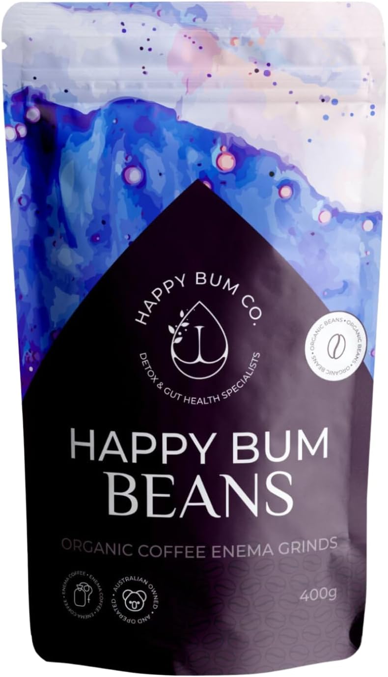 Happy Bum Coffee Enema Beans | Medium Roast Enema Coffee Organic Detox with Higher Palmitic Acid, Mold-Free and Low Acidity for Gentle Detox and Gut Health (400g)